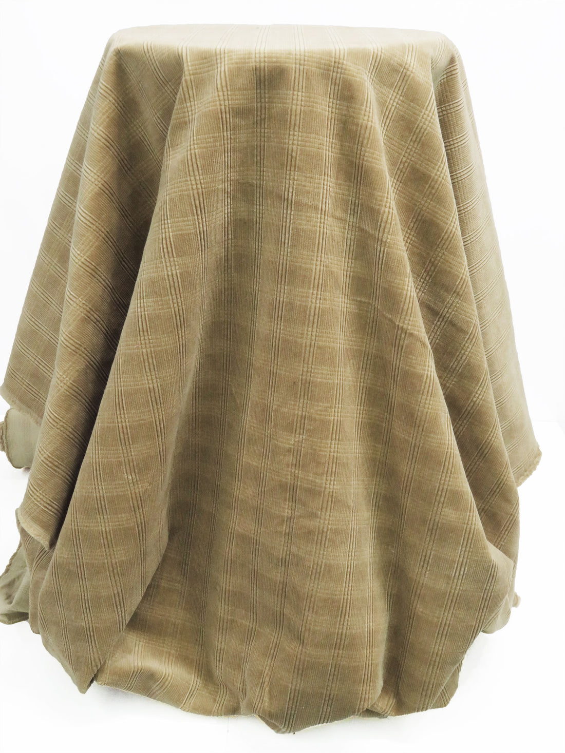 Ecru 100% Cotton Plaid Weave Corduroy - NY Designer - 44W