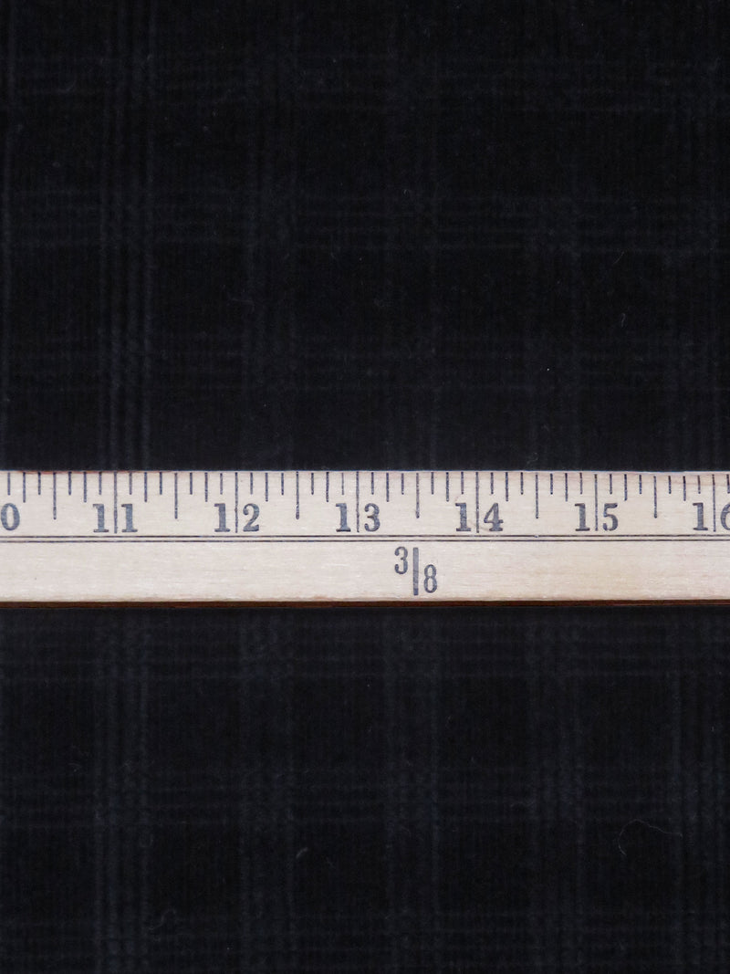Black 100% Cotton Plaid Weave Corduroy - NY Designer - 44W