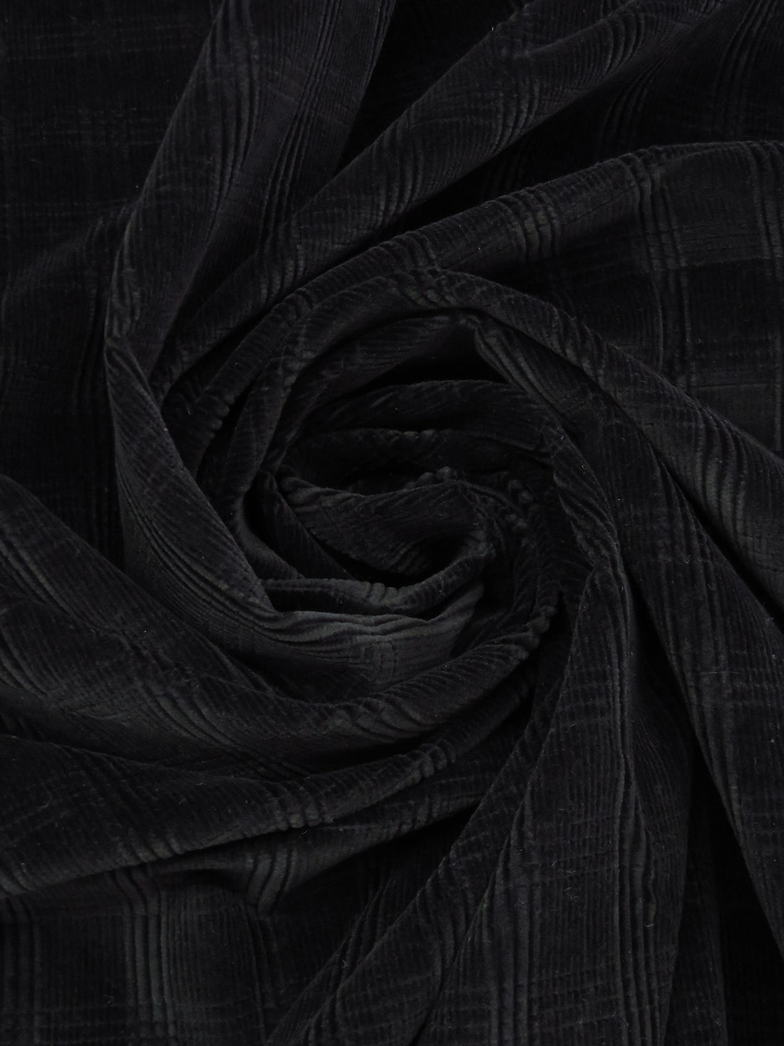 Black 100% Cotton Plaid Weave Corduroy - NY Designer - 44W
