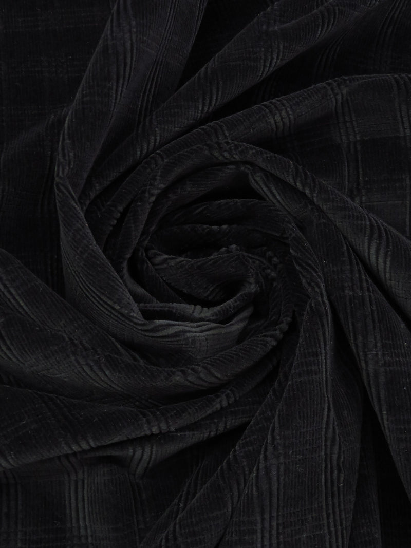 Black 100% Cotton Plaid Weave Corduroy - NY Designer - 44W