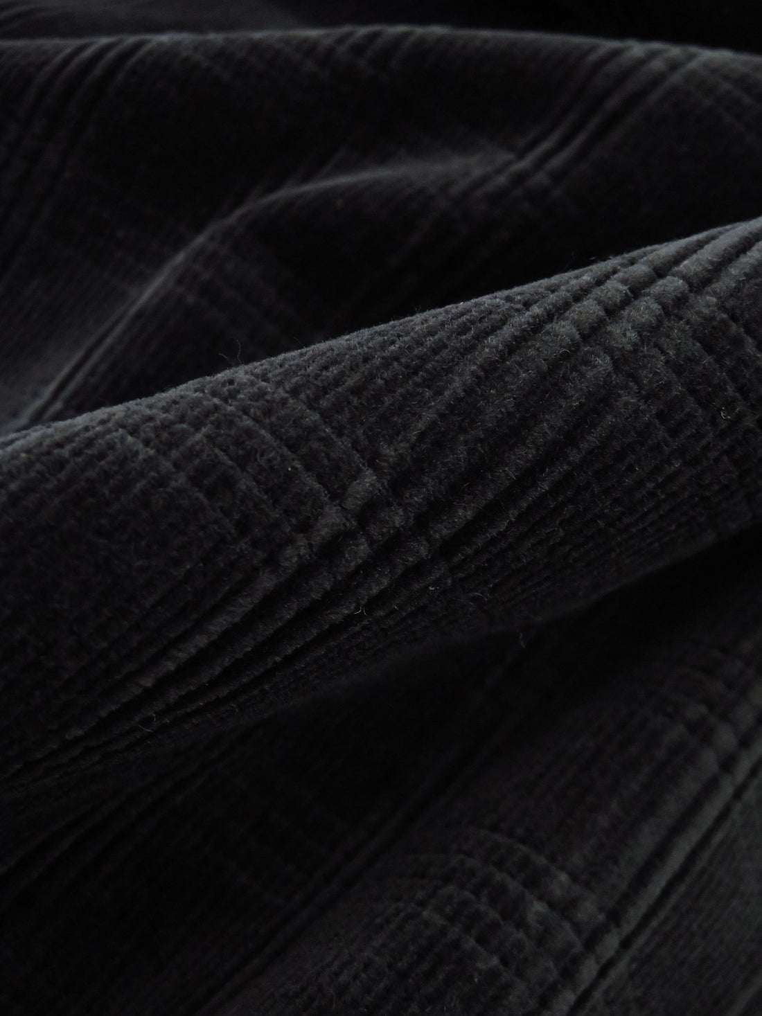 Black 100% Cotton Plaid Weave Corduroy - NY Designer - 44W