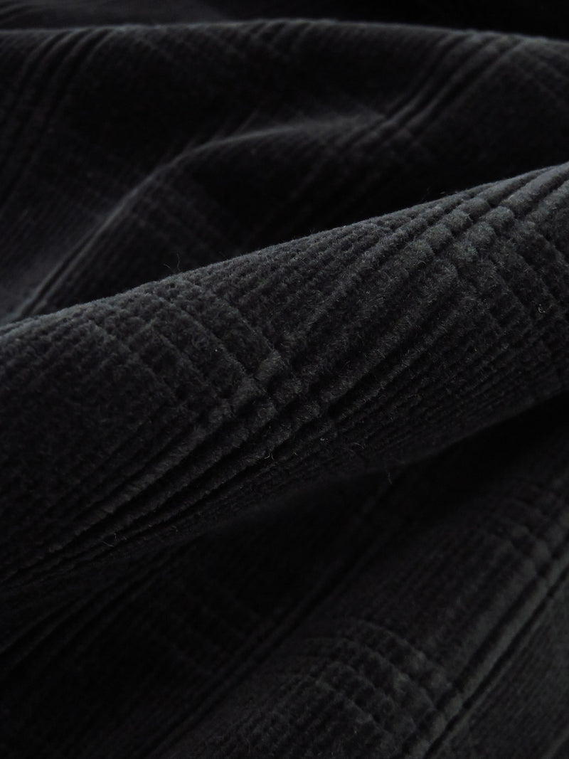 Black 100% Cotton Plaid Weave Corduroy - NY Designer - 44W