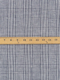 White/Midnight Sapphire 100% Linen Glen Plaid Design Suiting 58W