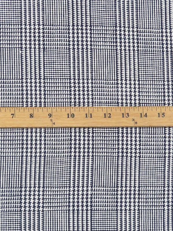 White/Midnight Sapphire 100% Linen Glen Plaid Design Suiting 58W