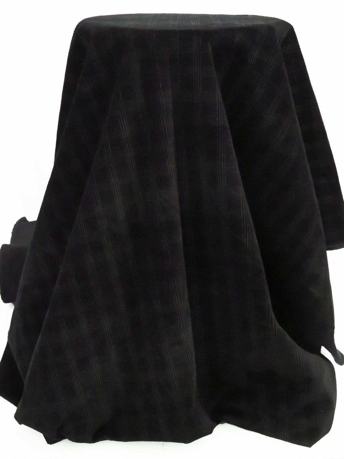 Black 100% Cotton Plaid Weave Corduroy - NY Designer - 44W