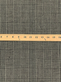 Stone Tan/Black 100% Linen Glen Plaid Design Suiting 56W