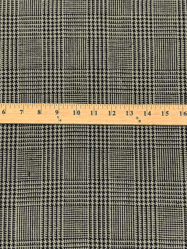 Stone Tan/Black 100% Linen Glen Plaid Design Suiting 56W