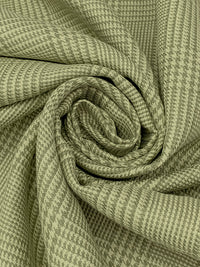 Sage Green/Sugar Cookie 100% Linen Glen Plaid Design Suiting 56W