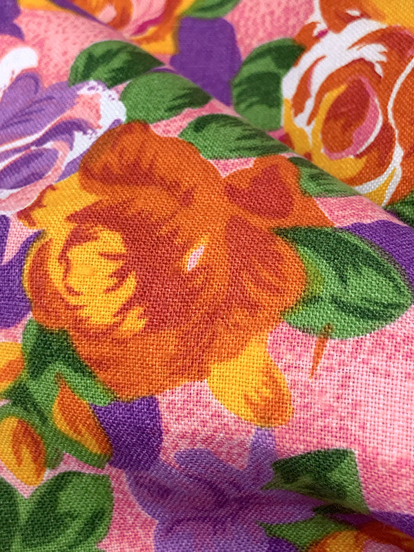 Light Pink/Imperial Purple/Marigold/Multi 100% Linen Floral Print Linen 56W