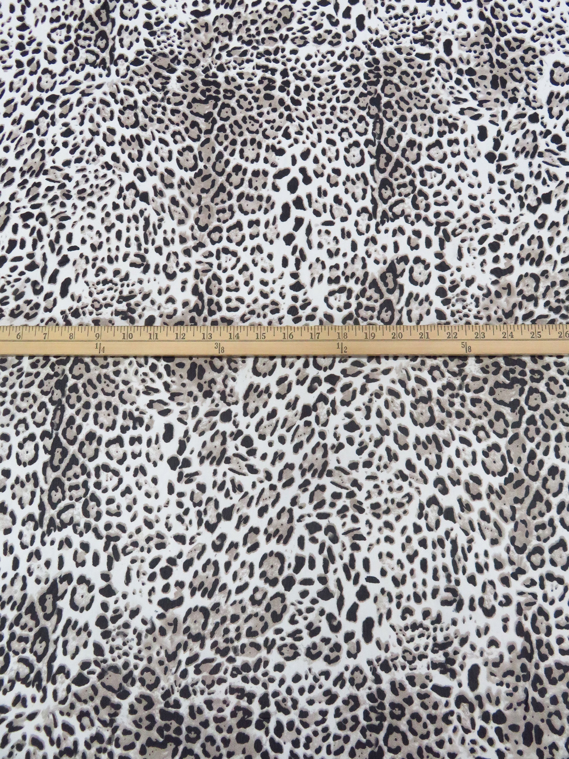 Snow Leopard White/Black/Light Taupe 100% Polyester Animal
