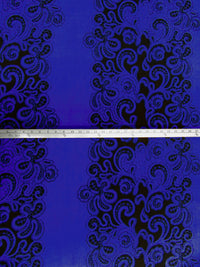 SOLD AS IS BY THE PANEL ONLY - Dark Blue/Black Polyester/Lycra Vertical Scroll Print ITY Knit - 58W