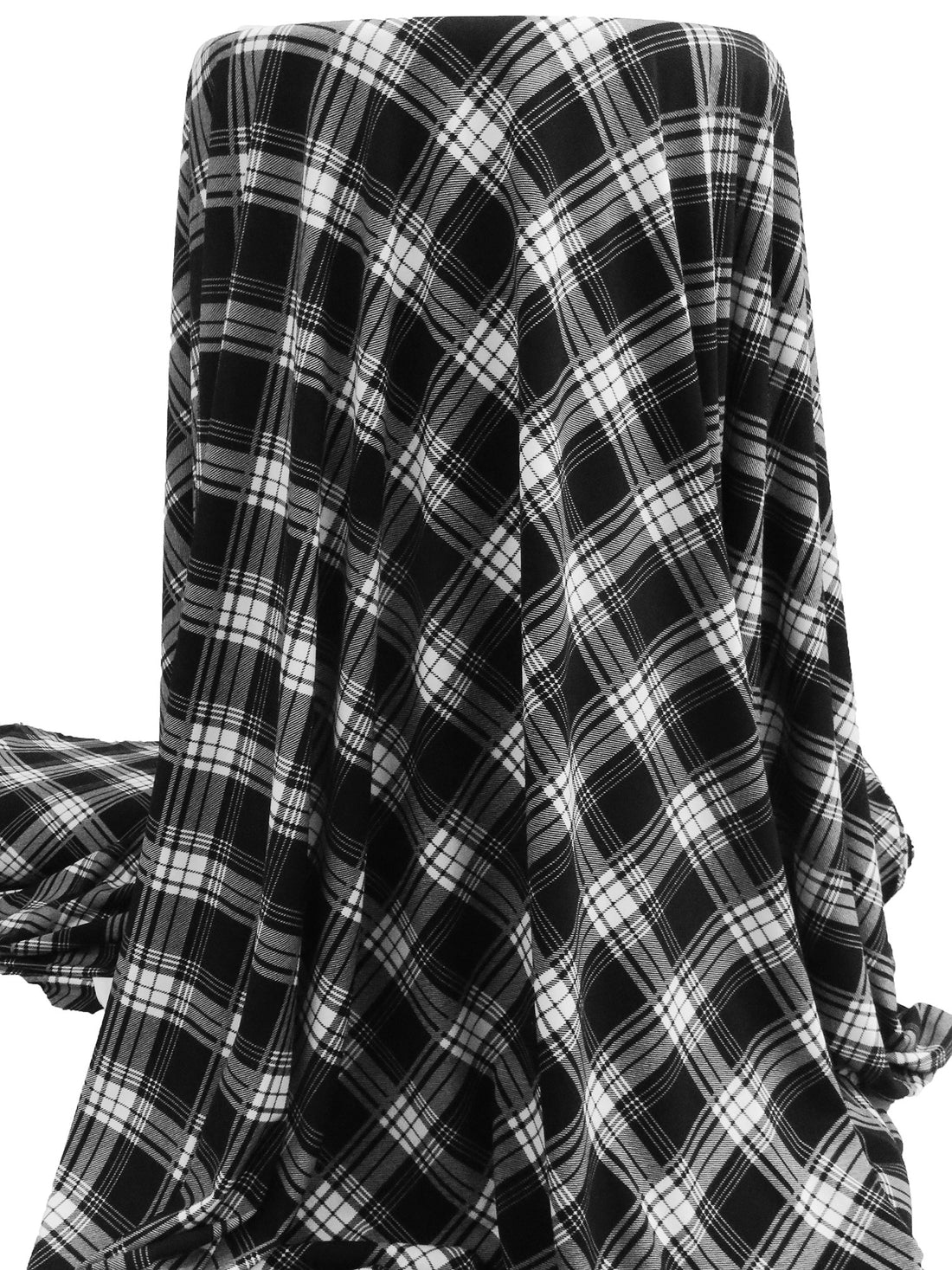 Black/White Polyester/Lycra Plaid Print ITY Knit 61W