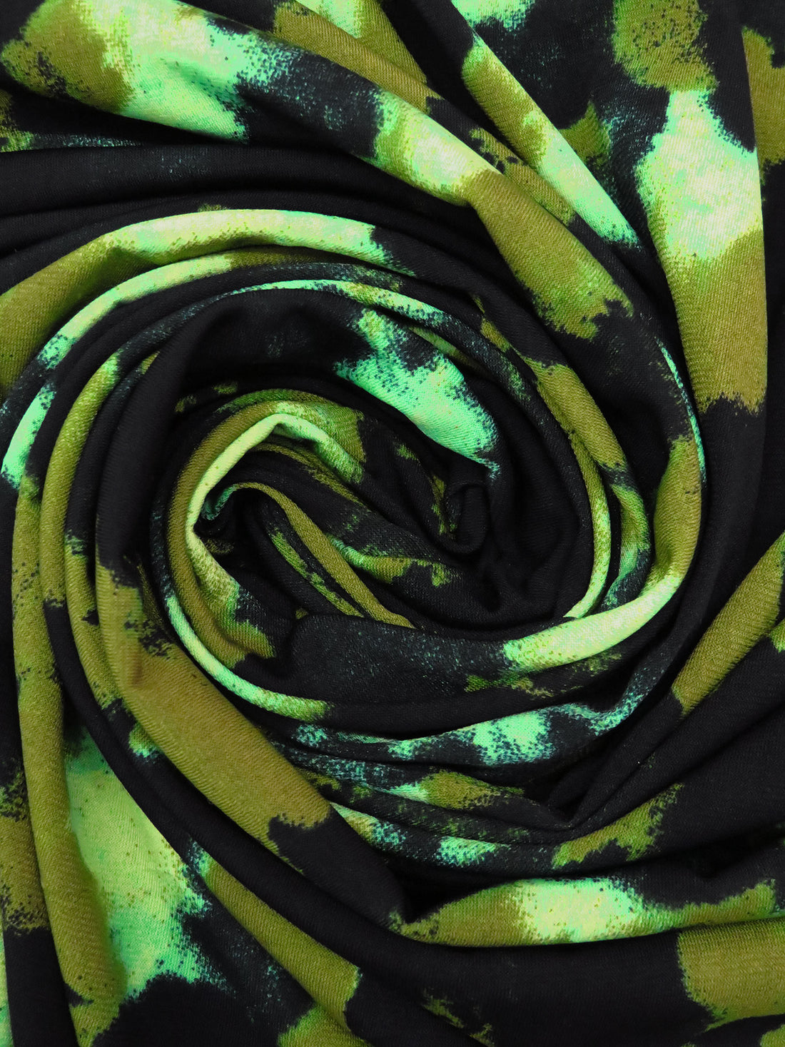 Dark Olive/Black/Pastel Green/Multi Polyester/Lycra Grunge Print ITY Knit 60W