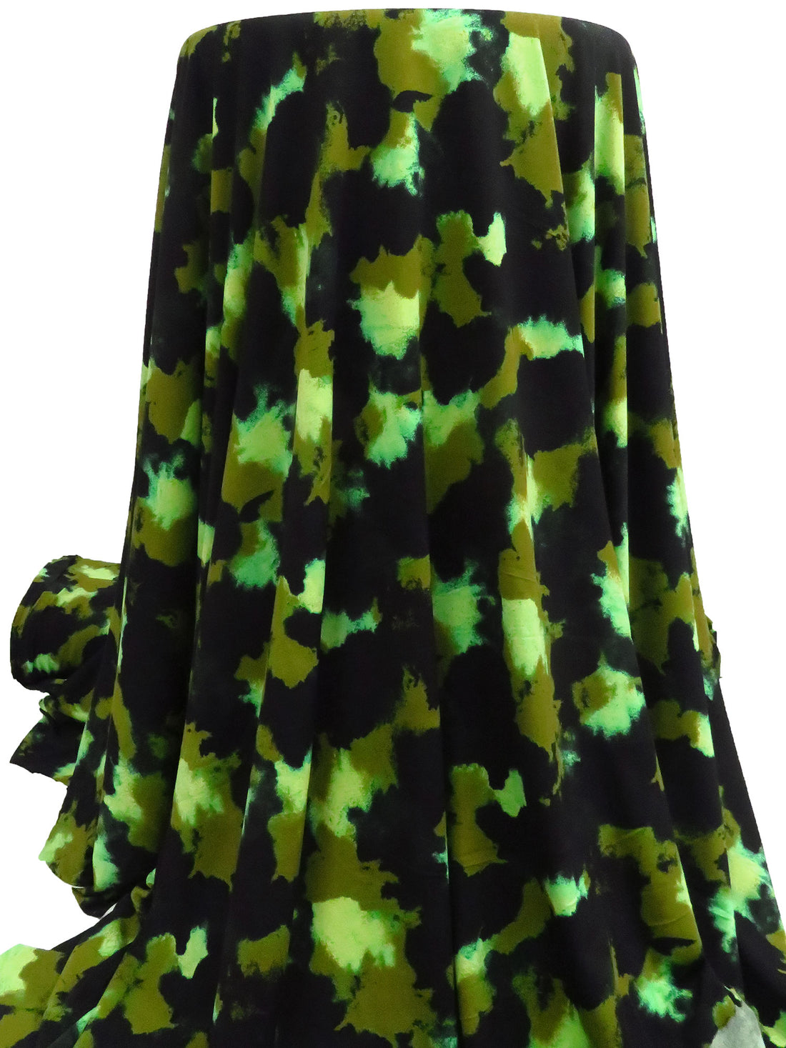 Dark Olive/Black/Pastel Green/Multi Polyester/Lycra Grunge Print ITY Knit 60W