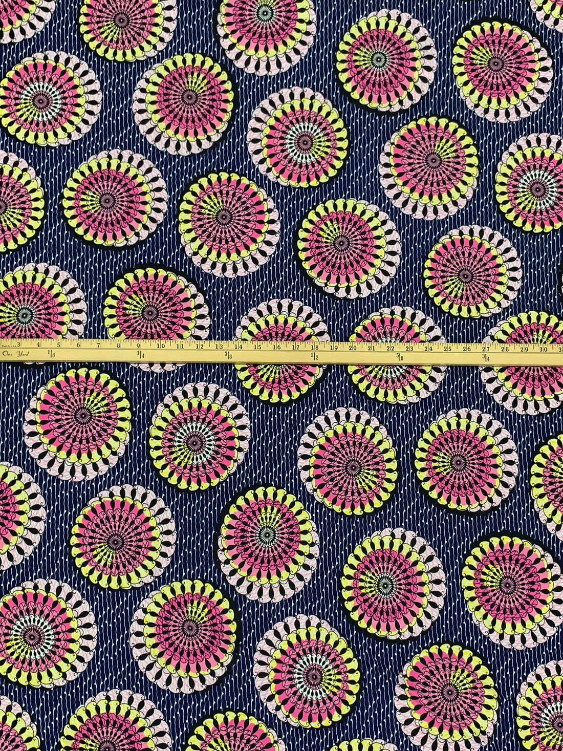 Navy Blue/Fandango Pink/White/Multi Polyester/Lycra Abstract Medallion Print FTY Knit 57W