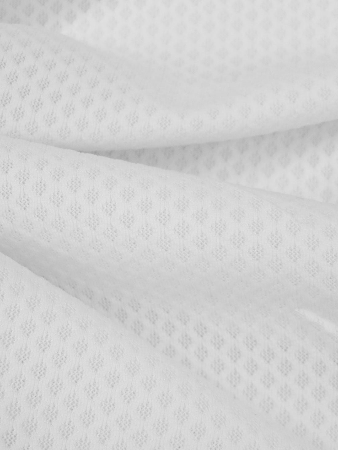White 100% Polyester Fishnet-Look Burnout Knit 73W