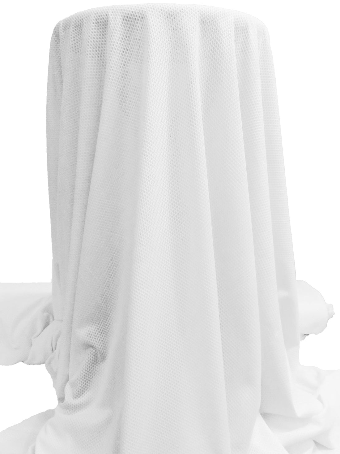 White 100% Polyester Fishnet-Look Burnout Knit 73W