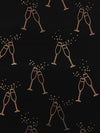 Black/Rose Gold Nylon/Lycra "Sportflex" Champagne Toast Foil Print Activewear Knit - Beyond Yoga - 62W