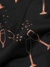 Black/Rose Gold Nylon/Lycra "Sportflex" Champagne Toast Foil Print Activewear Knit - Beyond Yoga - 62W