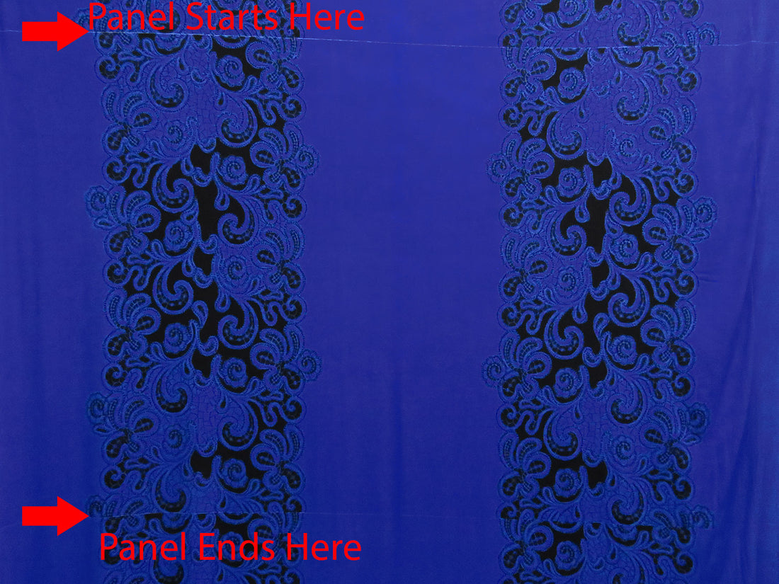 SOLD BY THE PANEL ONLY - Dark Blue/Black Polyester/Lycra Scroll Print ITY Knit - 58W