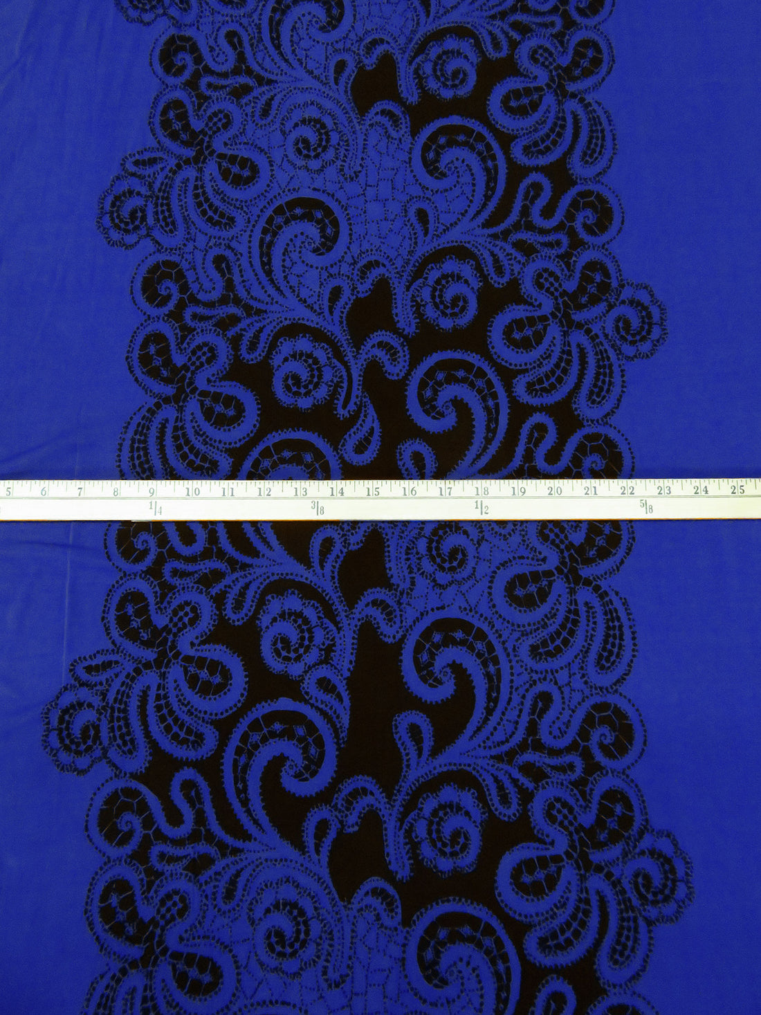 SOLD BY THE PANEL ONLY - Dark Blue/Black Polyester/Lycra Scroll Print ITY Knit - 58W