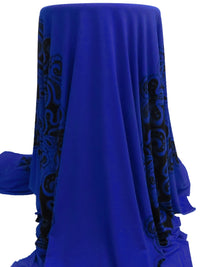 SOLD BY THE PANEL ONLY - Dark Blue/Black Polyester/Lycra Scroll Print ITY Knit - 58W