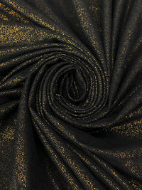 Heathered Cool Black/Gold Nylon/Lycra "Sportflex" Shimmer Foil Print Activewear Knit - Beyond Yoga - 60W