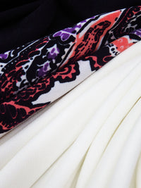Black/Off-White/Dark Salmon/Multi Polyester/Lycra Large Single Border Ornate Paisley Print ITY Knit 57W