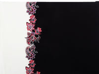 Black/Off-White/Dark Salmon/Multi Polyester/Lycra Large Single Border Ornate Paisley Print ITY Knit 57W