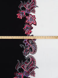 Black/Off-White/Dark Salmon/Multi Polyester/Lycra Large Single Border Ornate Paisley Print ITY Knit 57W