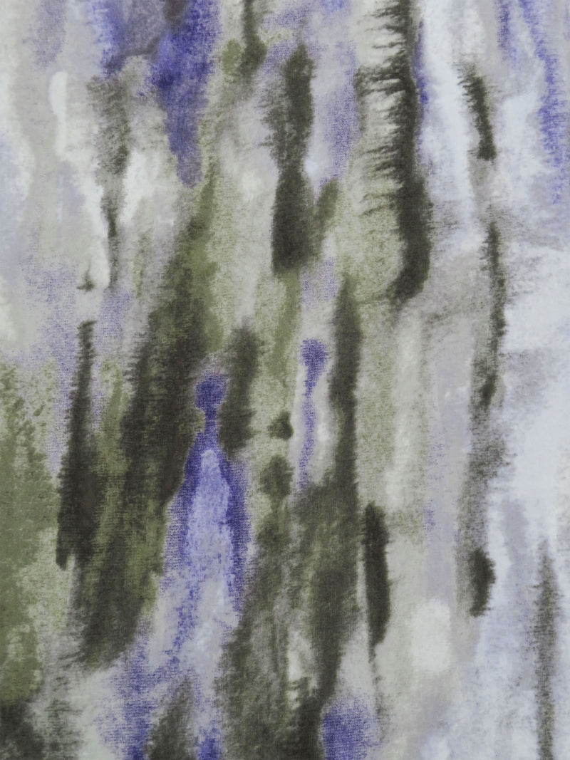 Smokey Gray/Olive Green/Amethyst/Multi 100% Polyester Tie-Dye Print Peachskin Blouse Weight Woven - NY Designer - 58W