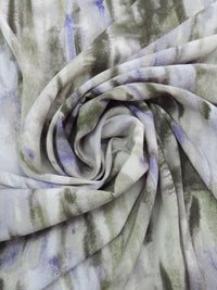 Smokey Gray/Olive Green/Amethyst/Multi 100% Polyester Tie-Dye Print Peachskin Blouse Weight Woven - NY Designer - 58W