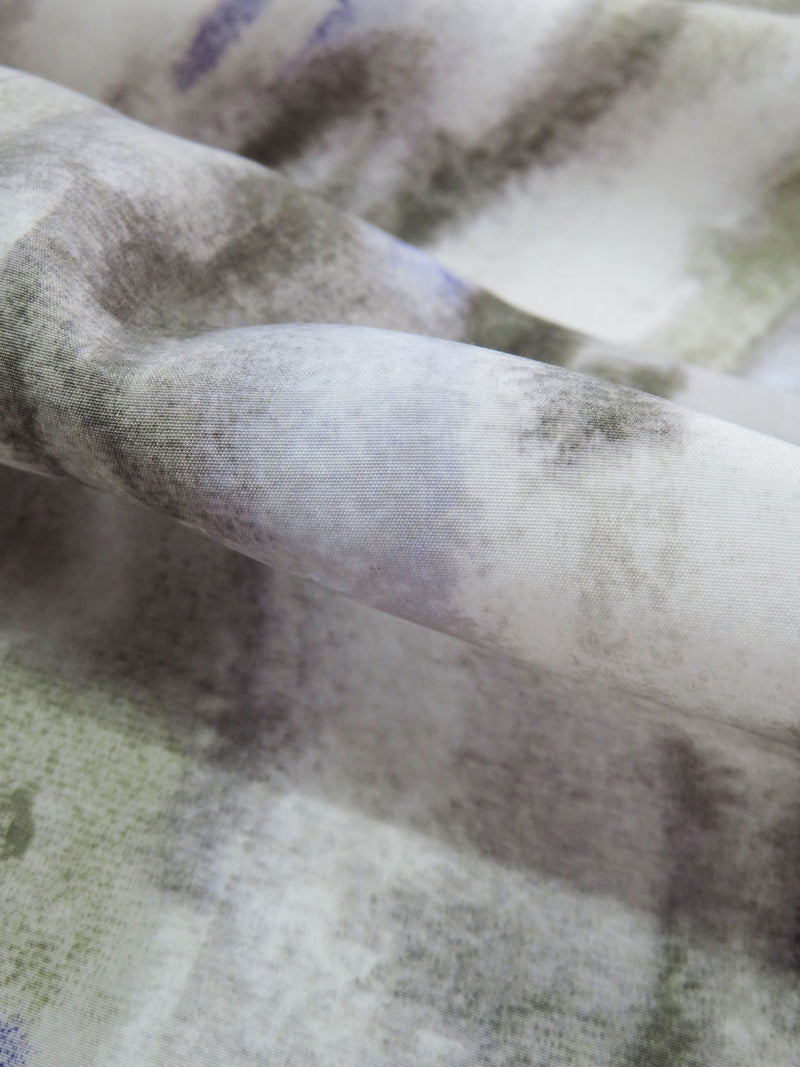 Smokey Gray/Olive Green/Amethyst/Multi 100% Polyester Tie-Dye Print Peachskin Blouse Weight Woven - NY Designer - 58W