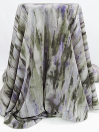 Smokey Gray/Olive Green/Amethyst/Multi 100% Polyester Tie-Dye Print Peachskin Blouse Weight Woven - NY Designer - 58W