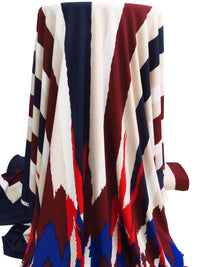 SOLD BY THE PANEL ONLY - Dark Scarlet/Pale Pink/Midnight Navy/Multi Polyester/Lycra Abstract Print ITY Knit - 58W
