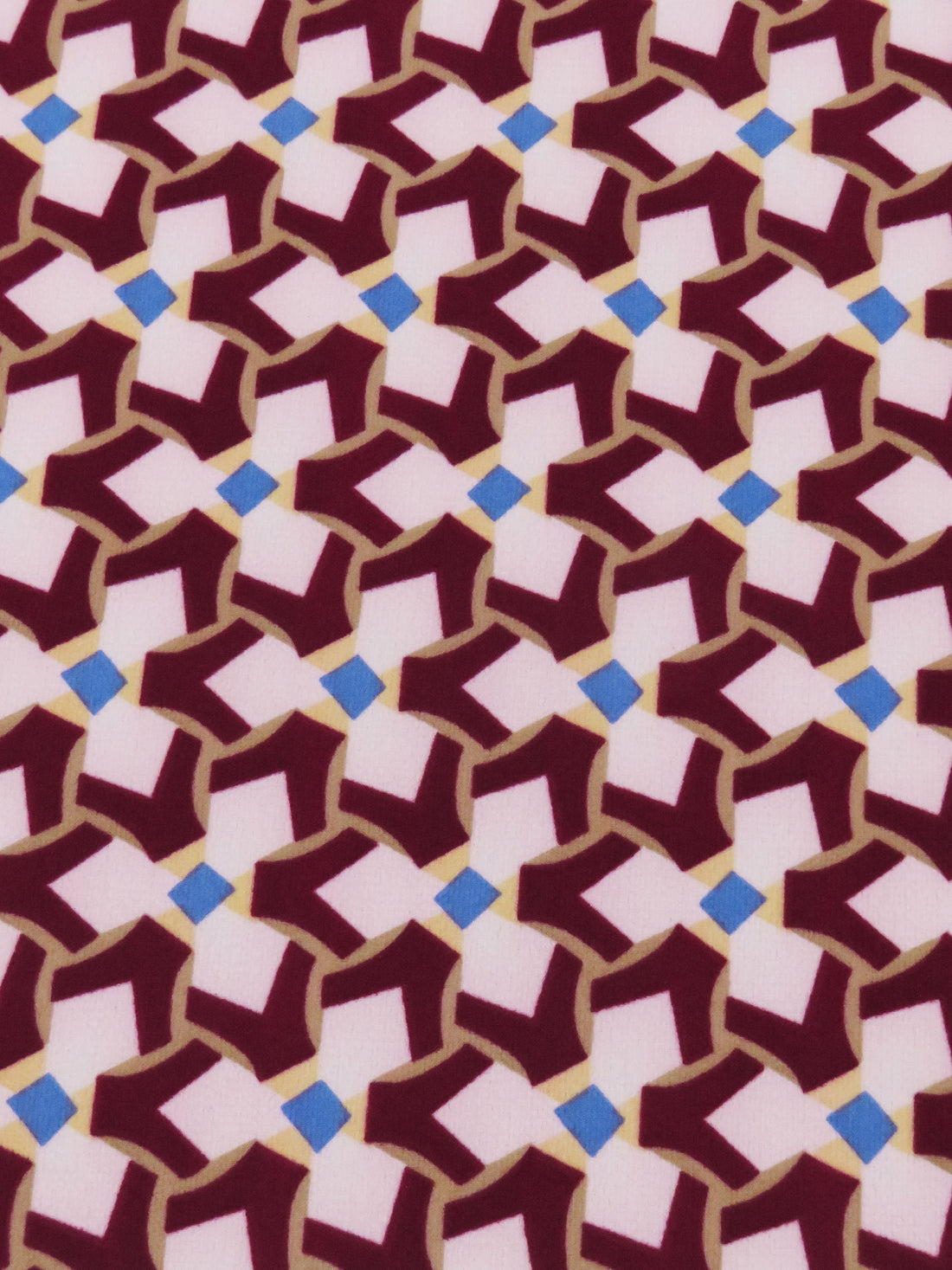 Burgundy/Pale Pink/Bluebell/Multi 100% Polyester Geometric Abstract Print Bubble Crepe 62W