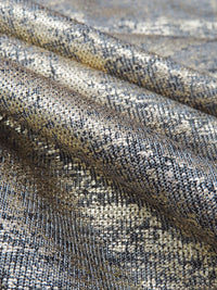 Gold/Tan/Black Polyester/Lycra Distressed Foil Print On Space-Dyed Shiny Knit 54W