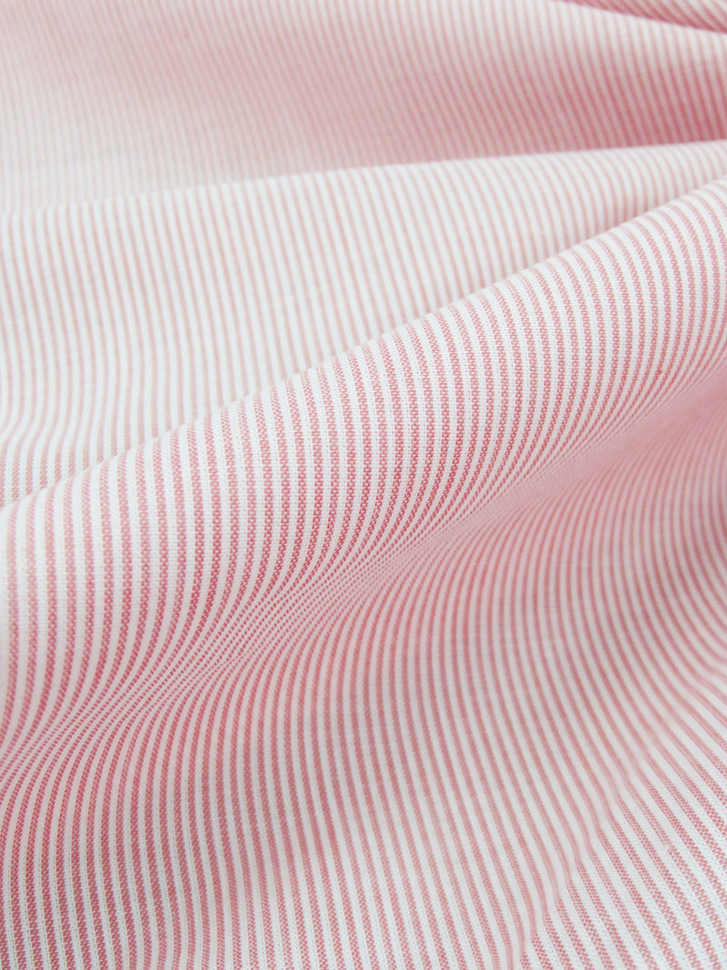 Baby Pink/White 100% Cotton Vertical Mini Stripe Voile - Imported From Switzerland - 60W