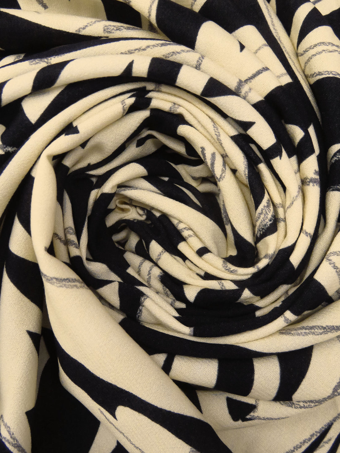 Black/Parchment/Warm Gray 100% Rayon Abstract Tree Print Crepe - Luxe Resort Designer - 54W