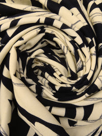 Black/Parchment/Warm Gray 100% Rayon Abstract Tree Print Crepe - Luxe Resort Designer - 54W