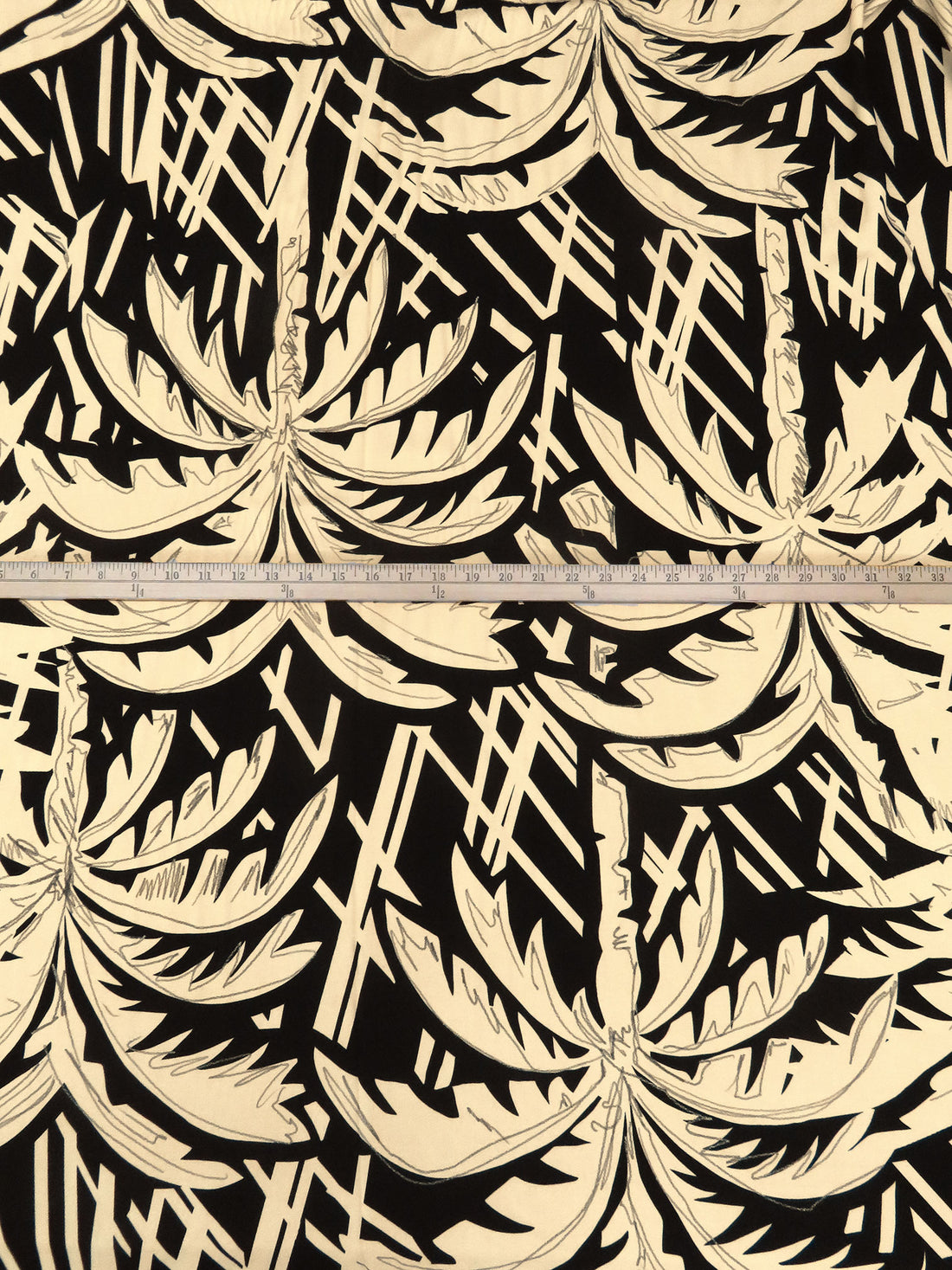 Black/Parchment/Warm Gray 100% Rayon Abstract Tree Print Crepe - Luxe Resort Designer - 54W
