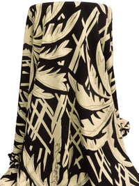 Black/Parchment/Warm Gray 100% Rayon Abstract Tree Print Crepe - Luxe Resort Designer - 54W