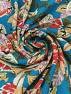 Dark Teal/Poppy Red/Sand/Multi 100% Rayon Tropical Floral Print Twill Challis 58W