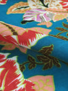 Dark Teal/Poppy Red/Sand/Multi 100% Rayon Tropical Floral Print Twill Challis 58W