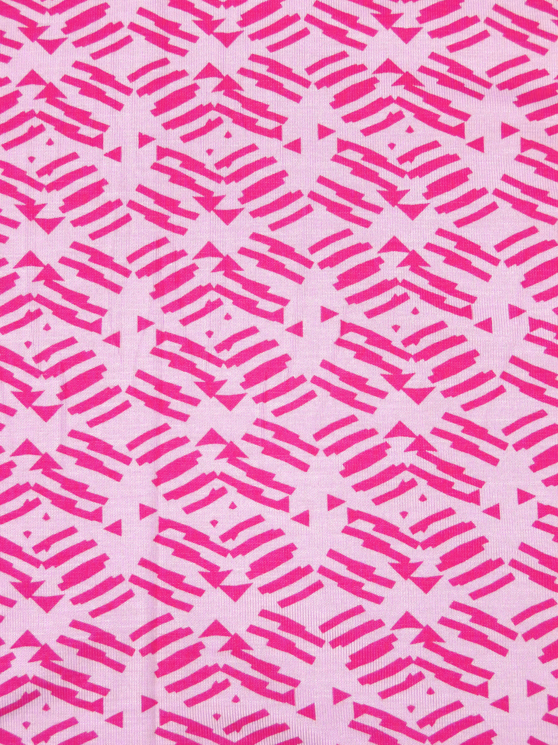 Bubblegum Pink/Fuchsia Rayon/Lycra Geometric Abstract Print Jersey Knit 56W