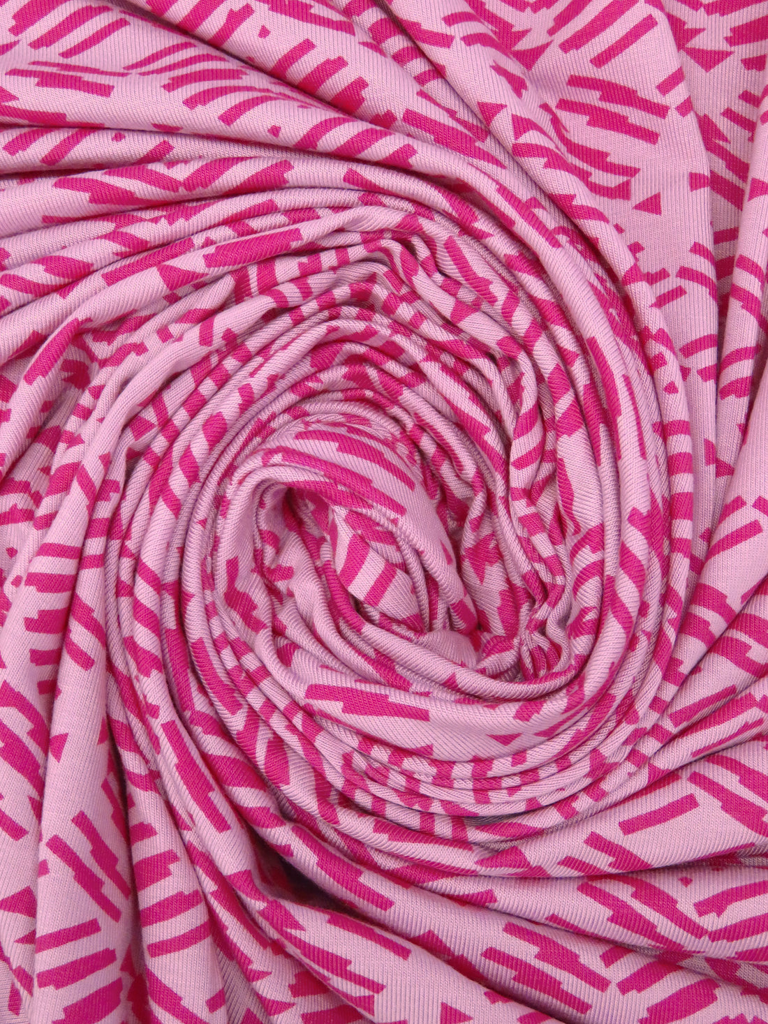 Bubblegum Pink/Fuchsia Rayon/Lycra Geometric Abstract Print Jersey Knit 56W