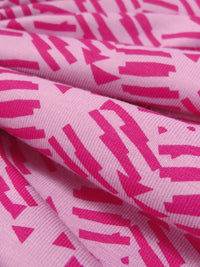 Bubblegum Pink/Fuchsia Rayon/Lycra Geometric Abstract Print Jersey Knit 56W