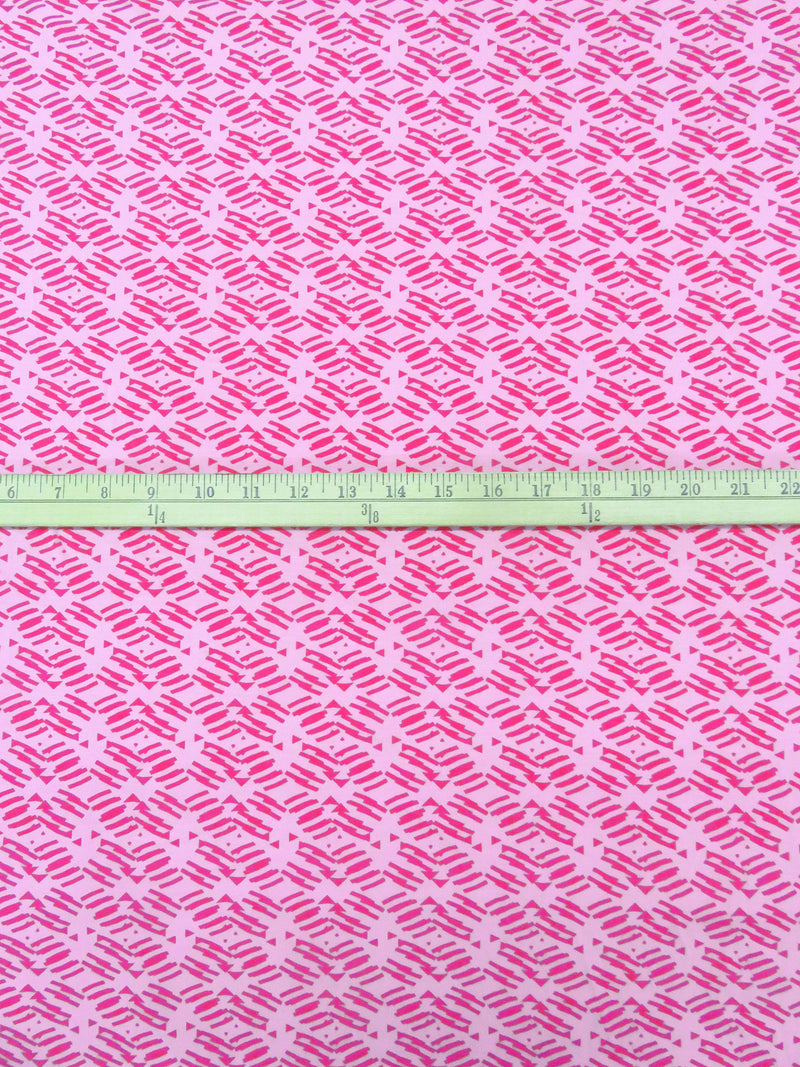 Bubblegum Pink/Fuchsia Rayon/Lycra Geometric Abstract Print Jersey Knit 56W