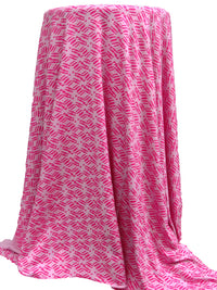 Bubblegum Pink/Fuchsia Rayon/Lycra Geometric Abstract Print Jersey Knit 56W