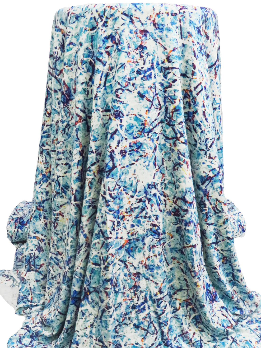 Icy Blue/Grape/White/Multi Rayon/Lycra Crackled Abstract Print Jersey Knit 54W